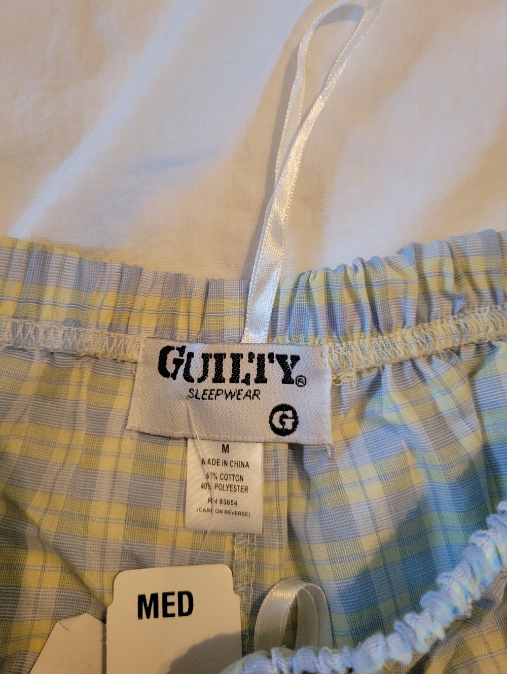 Casual 60% Cotton Lounge Summer Plaid Pants Yellow & Blue Size Medium - Picture 9 of 14